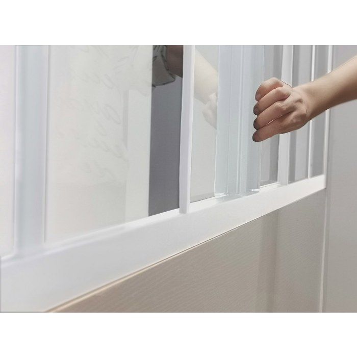 Mampara de cristal corredera de aluminio con recubrimiento de polvo blanco, 180x105 cm - RAVENA
