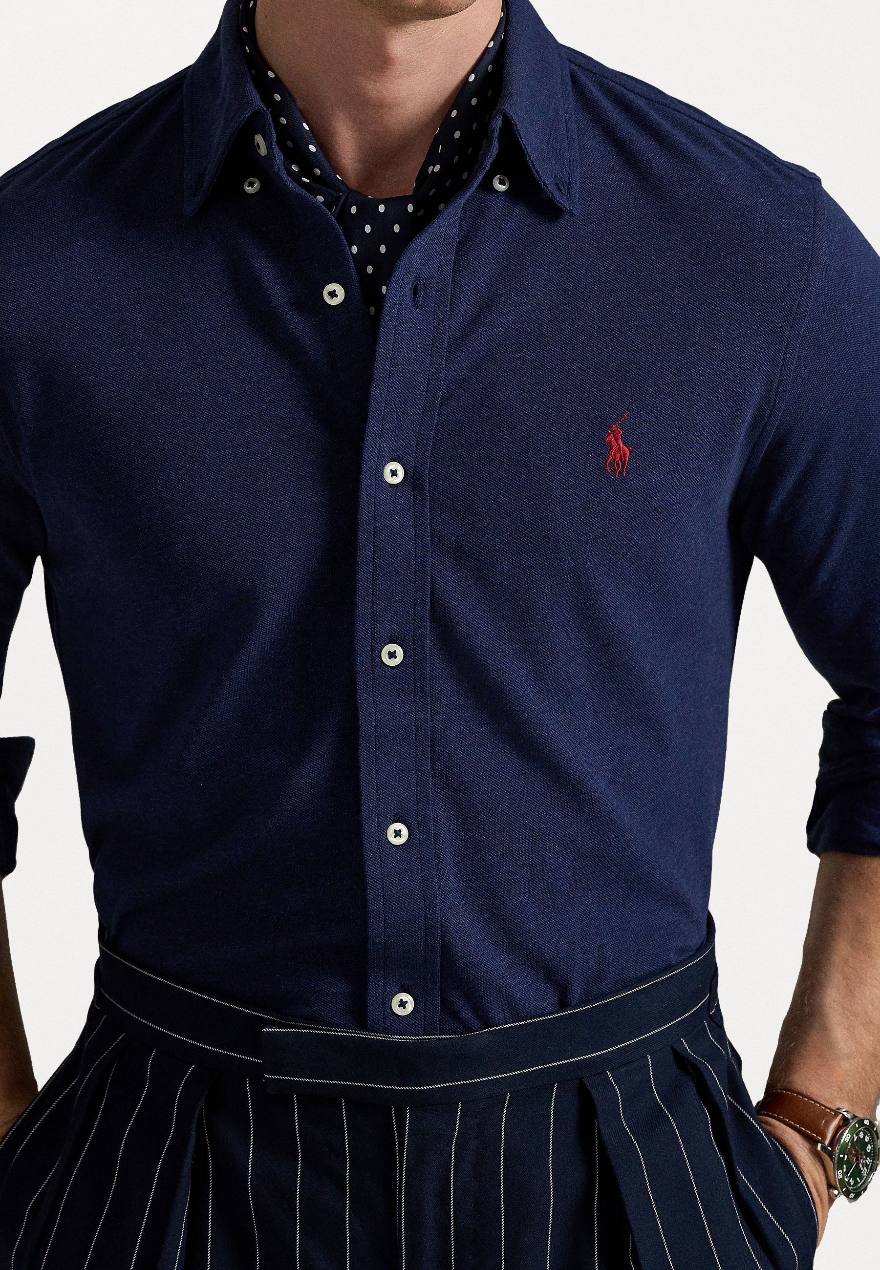 POLO RALPH LOGO NECK SLEEVE - Vapaa-ajan kauluspaita - navy heatherPolo Ralph Lauren