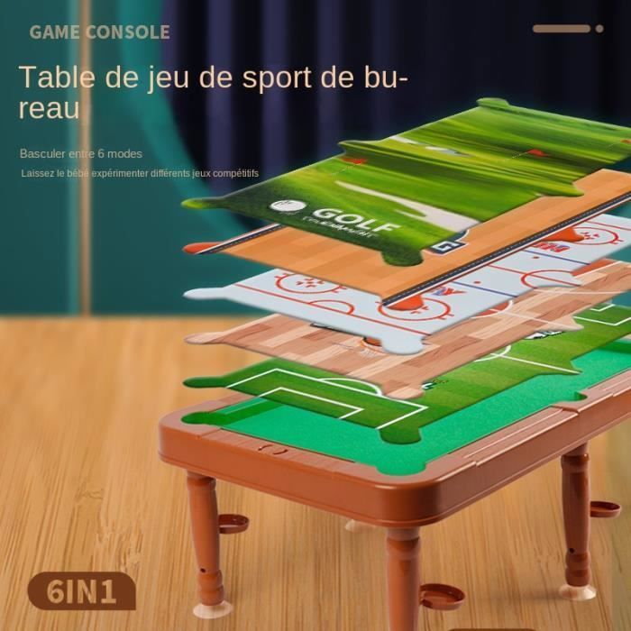 Mesa de juegos 6 en 1 - Madera - Mini billar - Desarrolla la motricidad fina - Para niños y adultos - Interior multicolor