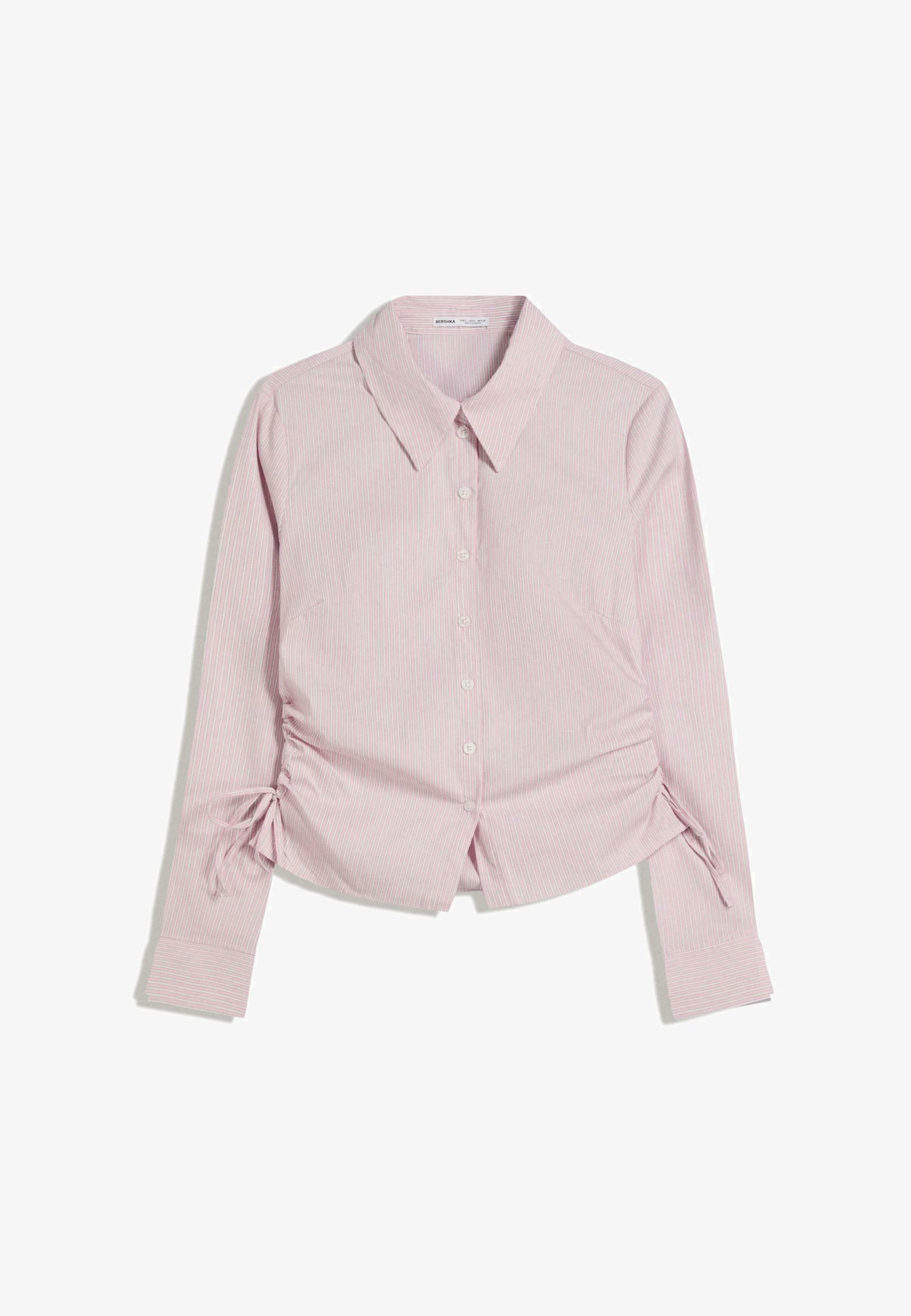 Bershka Bluse mit Knopfleiste – Hellrosa