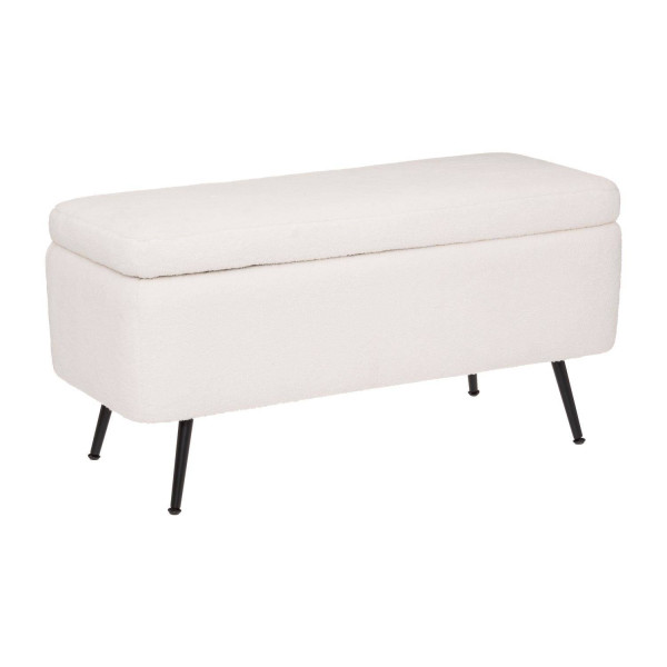 Pufa ze schowkiem, tapicerowana z efektem boucle, 100 x 40 x 48,5 cm