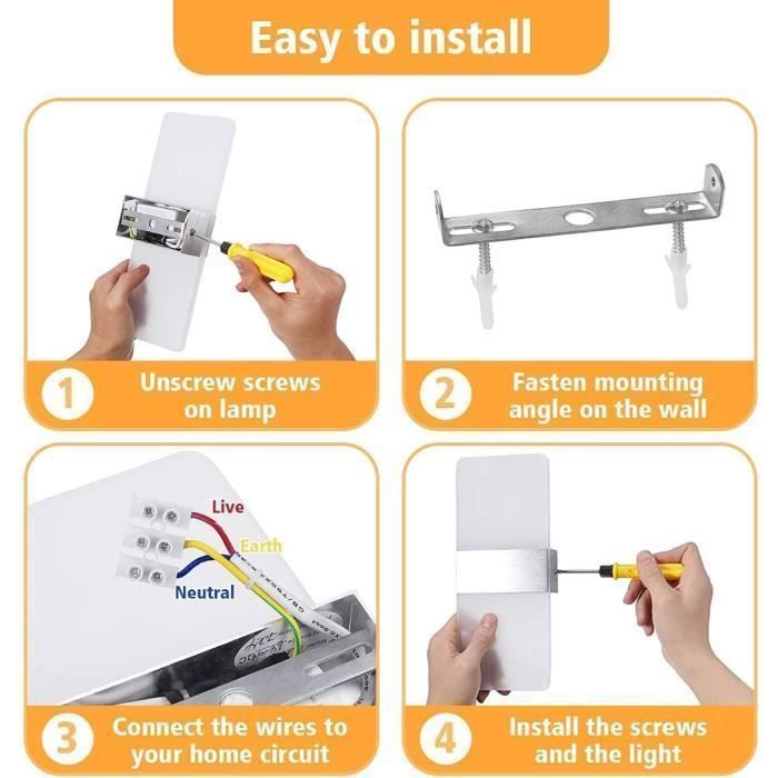 Applique Murale LED - HAUTSTORE - 12W - Blanc Chaud - Intérieur - 22x11cm