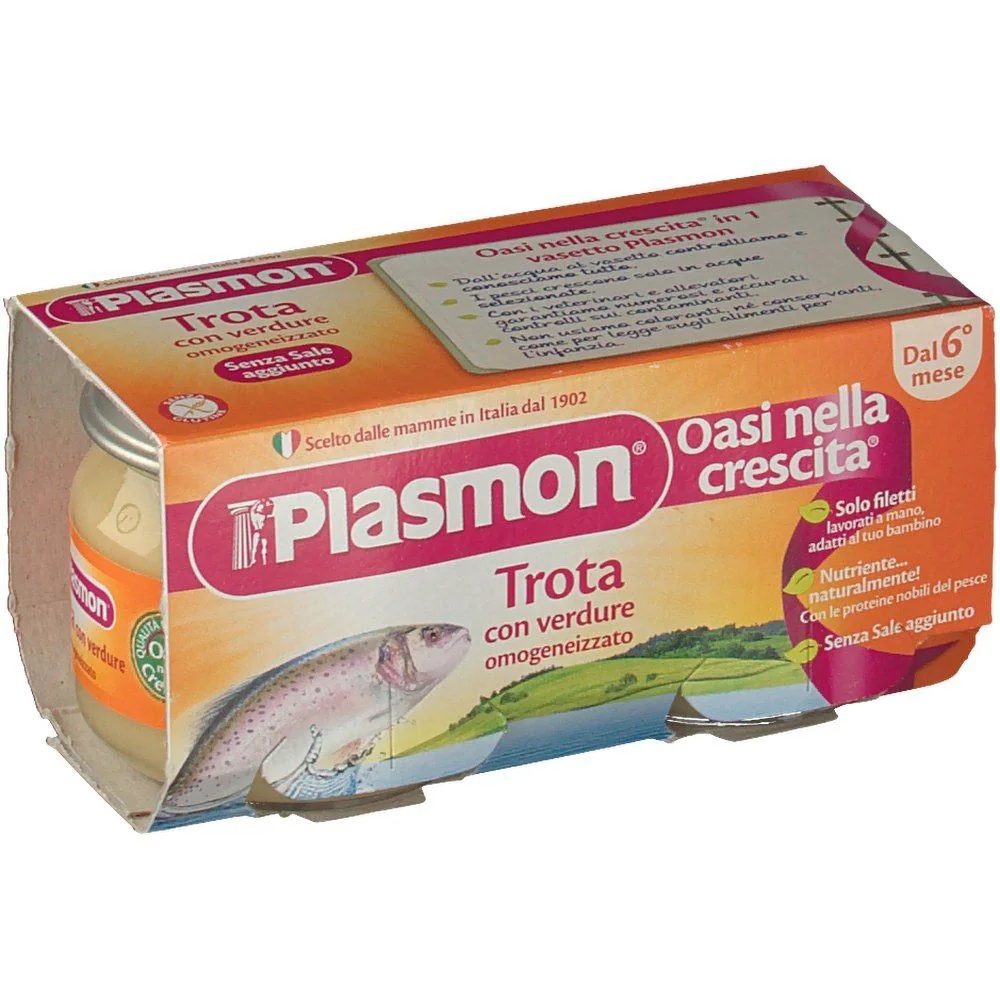 PLASMON Plasmon gehomogeniseerde forel en groenten 2 potjes 80 g babyvoeding