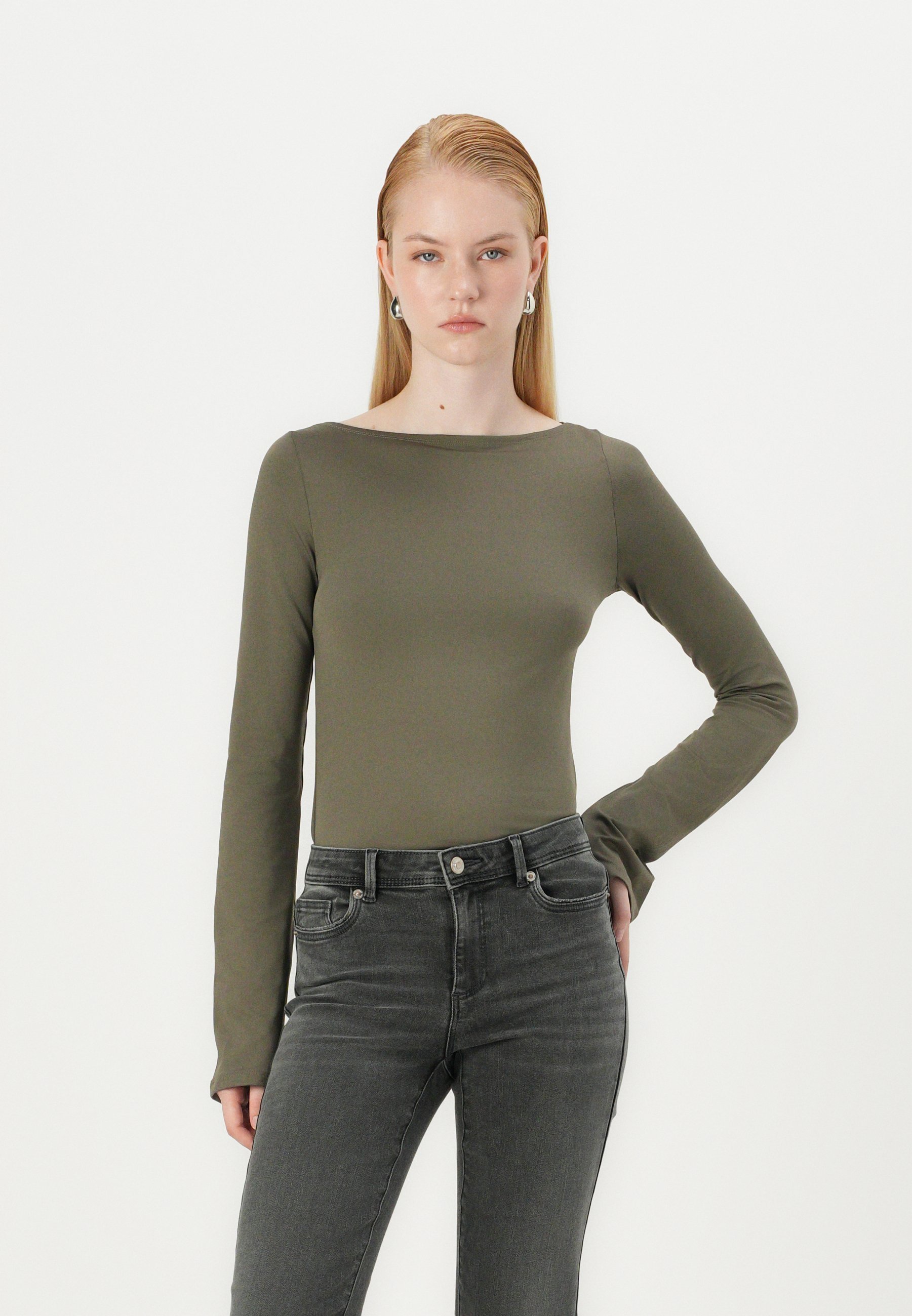 SOLO SU LWAUW MEDIA VITA SVEGLIA - Jeans svasati - denim grigio
