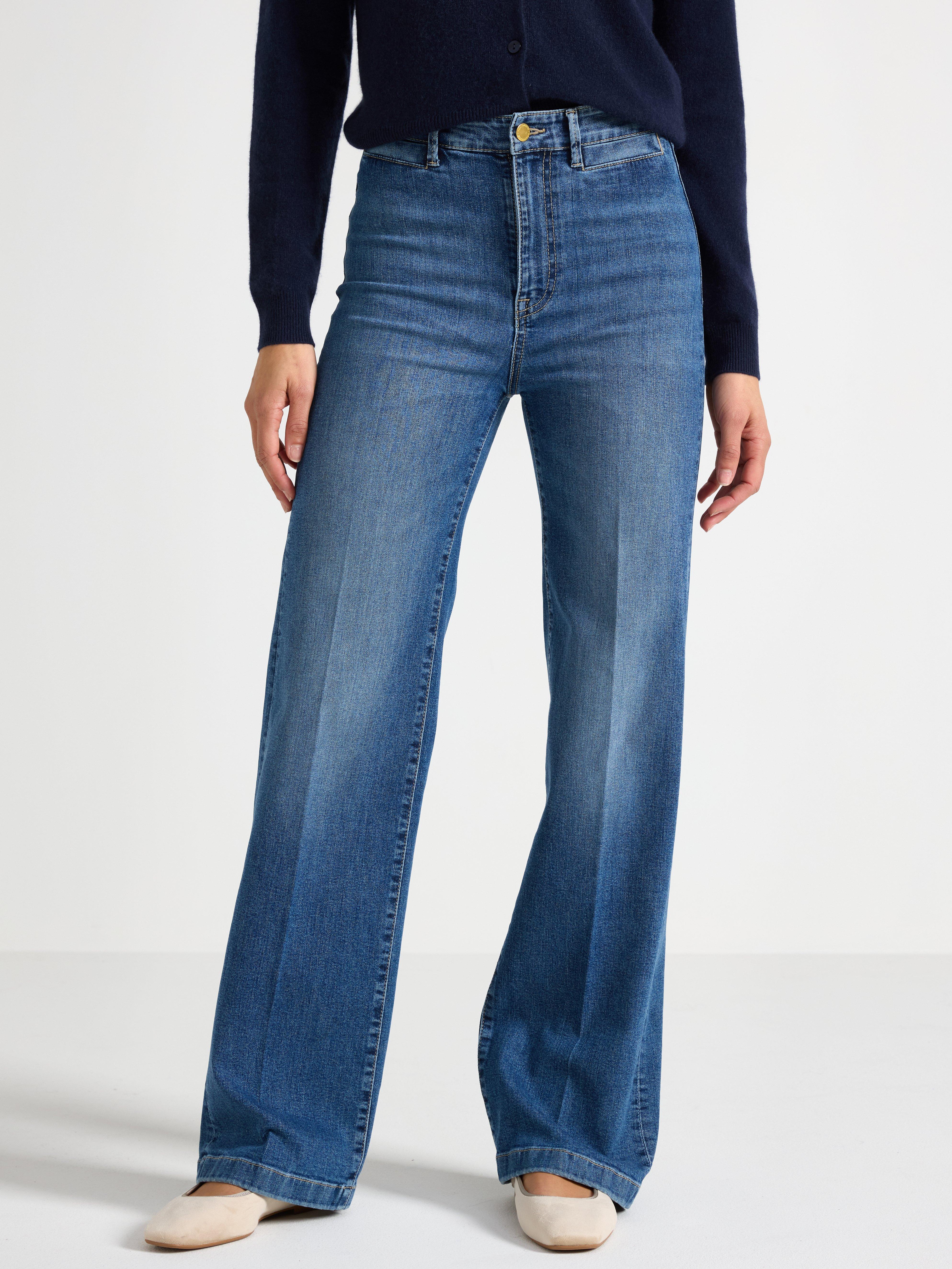 ŠIROKÉ strečové džíny s širokými nohavicemi Denim