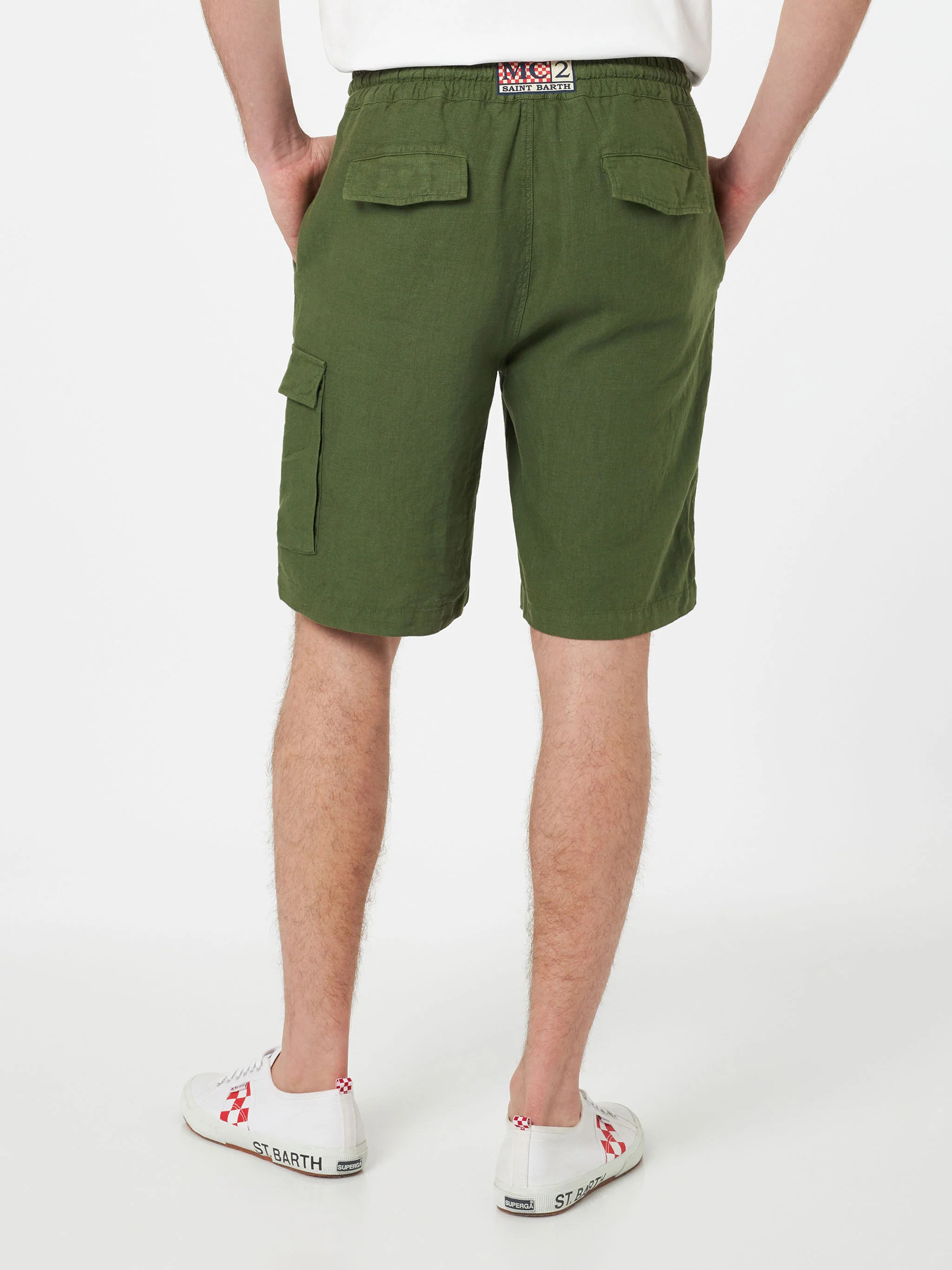 Marseille legergroene linnen Bermudashorts voor heren