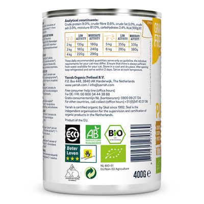 Paquete de paté orgánico Yarrah, 12 x 400 g
