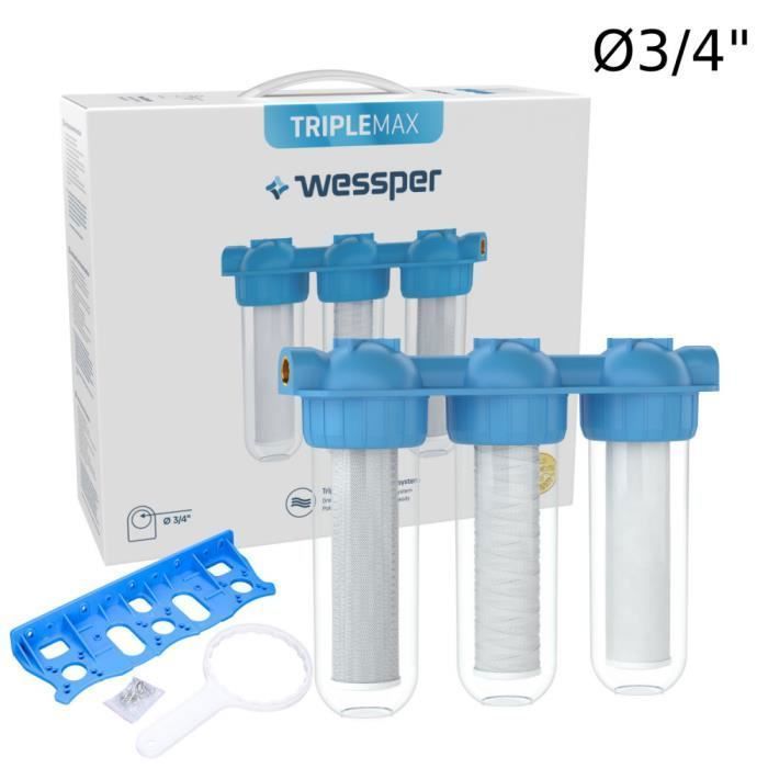 Sistema di filtrazione dell'acqua a 3 stadi Wessper TripleMax per tubi da 3/4