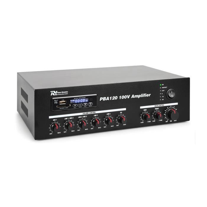 Amplificatore Bluetooth Power Dynamics PBA120, 120 Watt, FM/USB/SD/MP3, con telecomando.