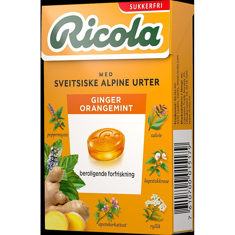 Ricola Ricola 50 g Ingefær Appelsinmynte