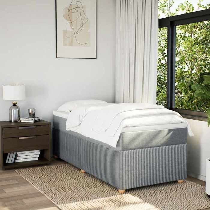 Bed frame with mattress - Maison Exclusive - 90x200 cm - Light grey - Maximum relaxation
