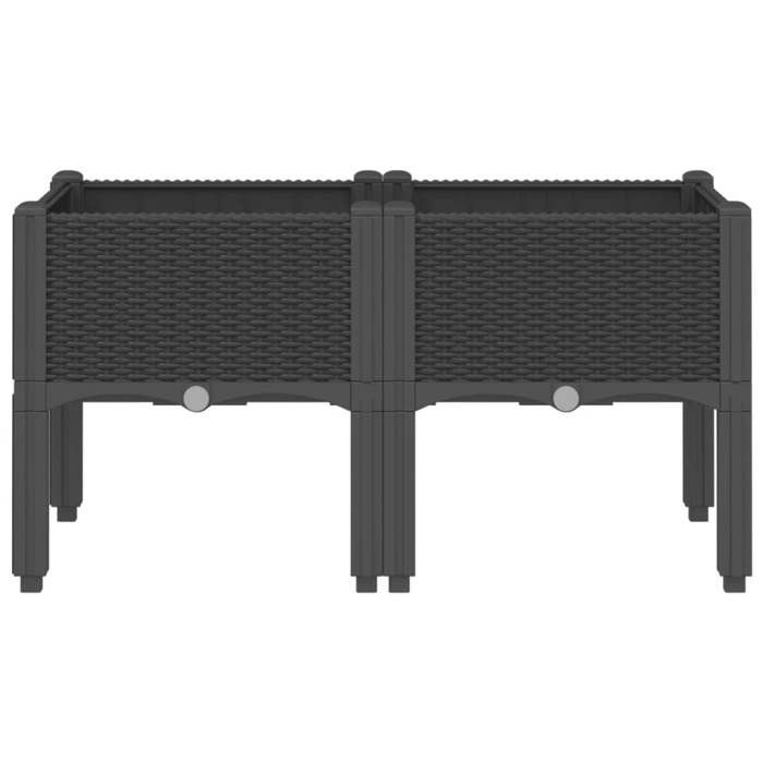 vidaXL Macetero con patas, jardinera elevada, maceta para jardín, patio, terraza, exterior, negro 367893