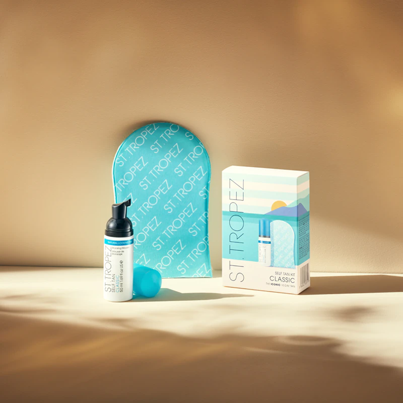 Kit Mini Clássico St. Tropez: o conjunto perfeito para um bronzeamento perfeito.
