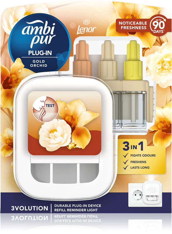 AmbiPur 3volution Gold Orchid Elektrischer Lufterfrischer mit Nachfüllpackung