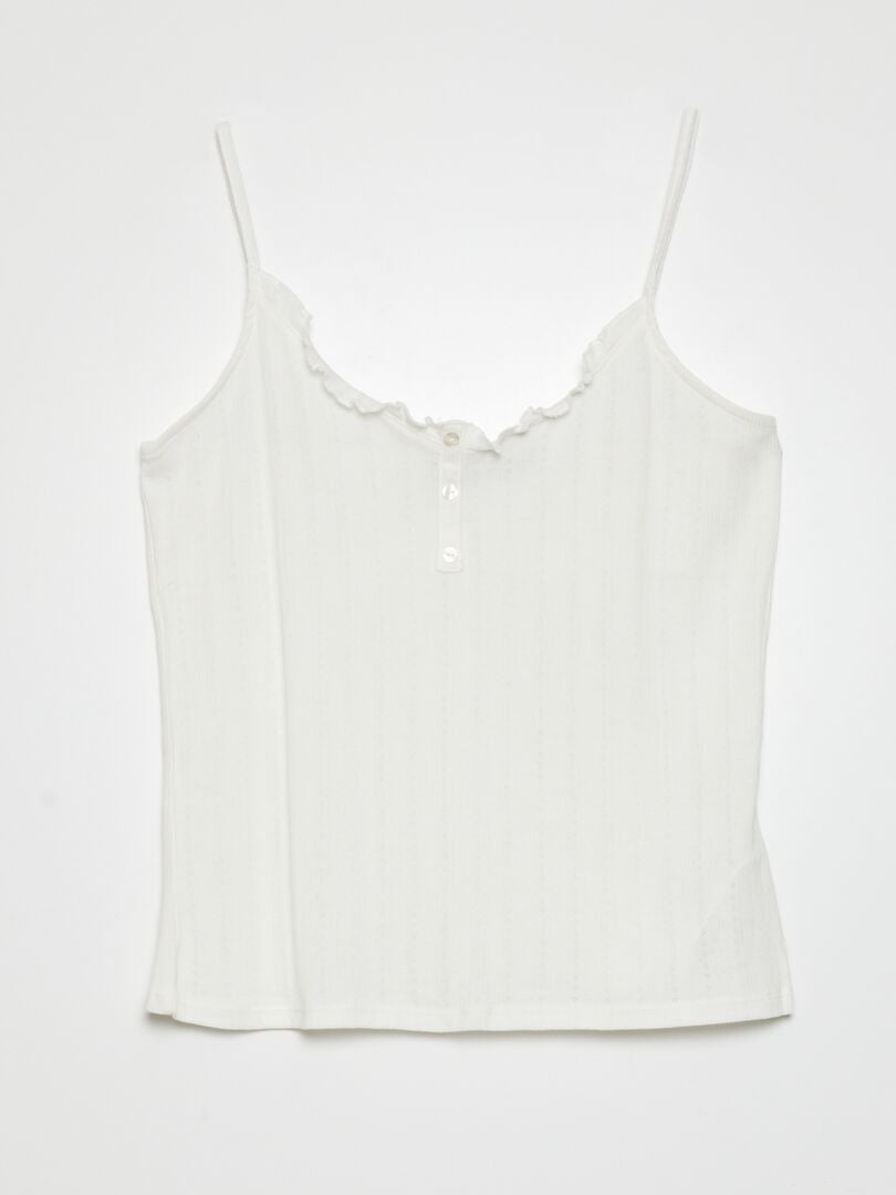 Blusa de dormir em malha pointelle - BRANCA