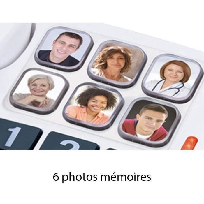 Telefone com fio Alcatel TMax 10 para idosos - 6 memórias de discagem rápida com foto - Função viva-voz - Branco