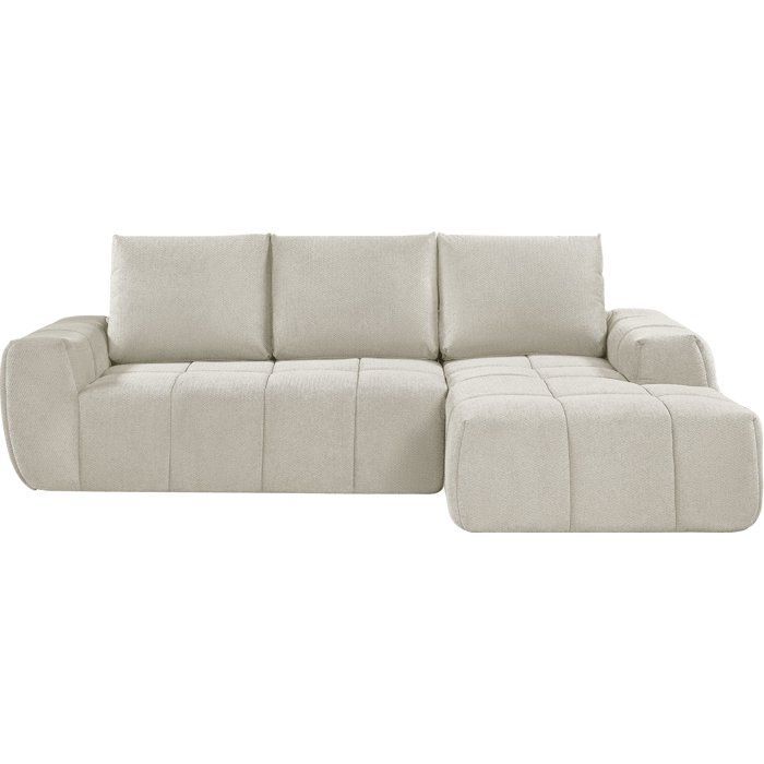 Sofá modular comprimido de 3 plazas - JOAQUIM - Tela color crema beige - 255 x 162 x 86 cm