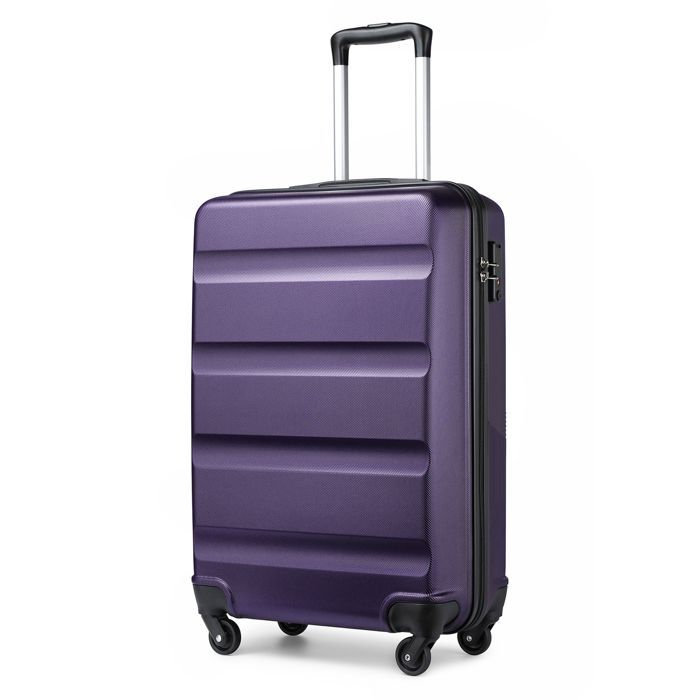 Maleta de cabina Kono de 55x38x20cm, ABS, ligera, rígida, con ruedas y cerradura TSA, color morado.
