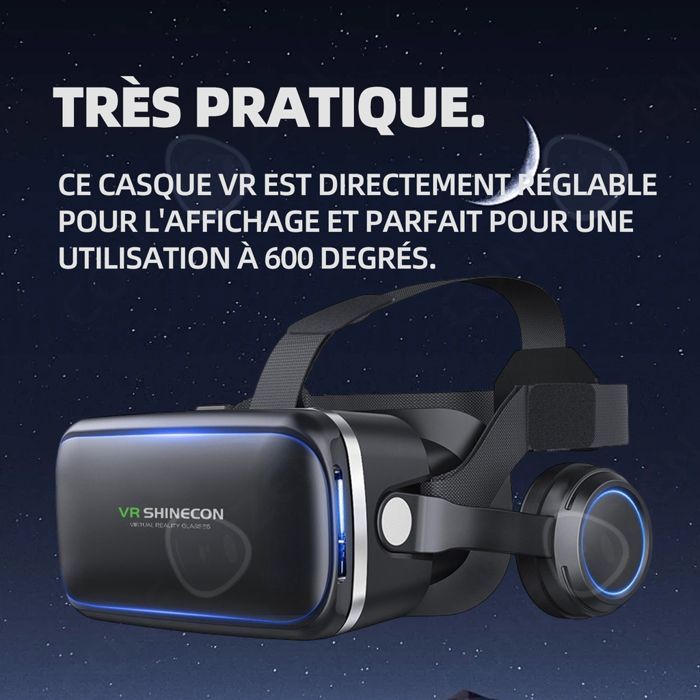 Auriculares de realidad virtual de 21,3 x 10,7 x 23 cm, ABS negro, PC, última generación, realidad virtual, auriculares 3D inteligentes para videojuegos.