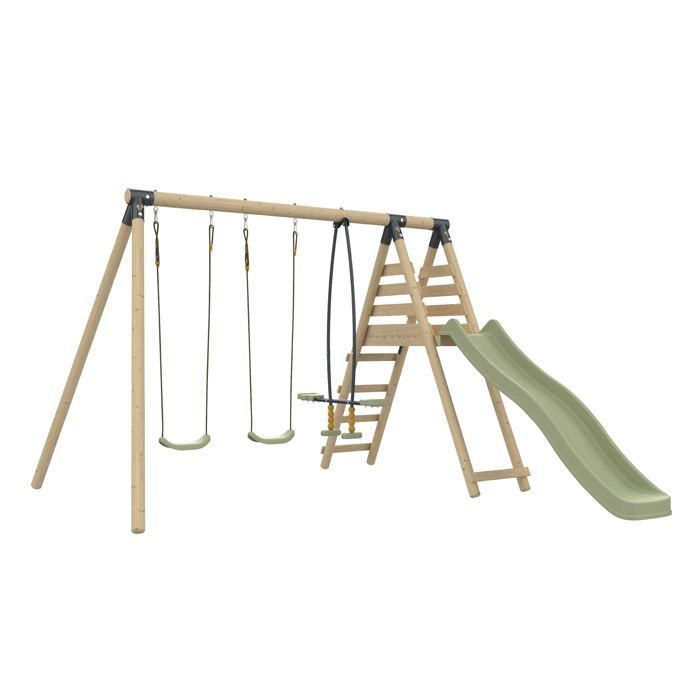 BARBOUZET Houten schommelset met 2 schommels en speelhoek, H224cm
