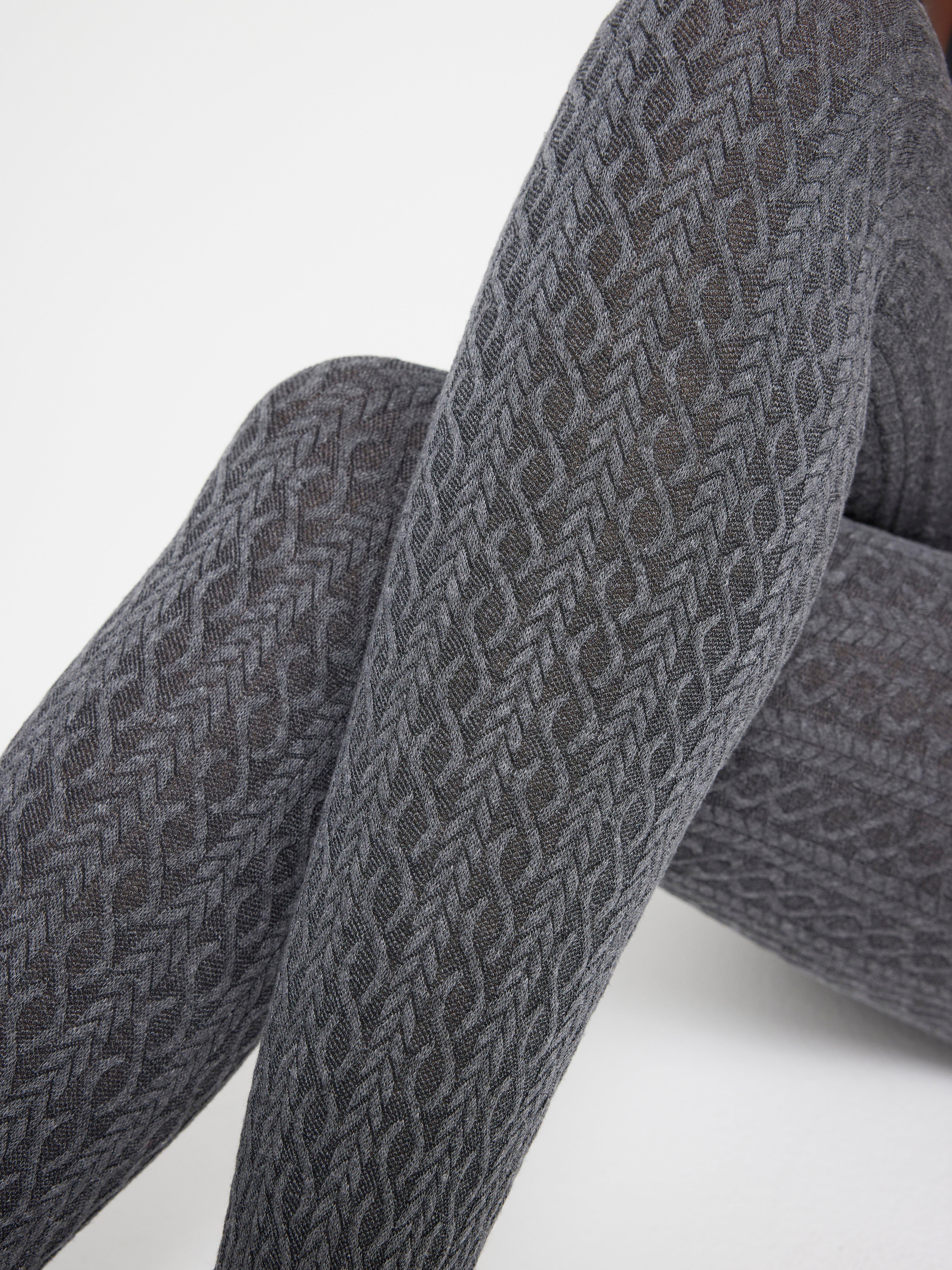 Kabelstickad strumpbyxa Grey Melange