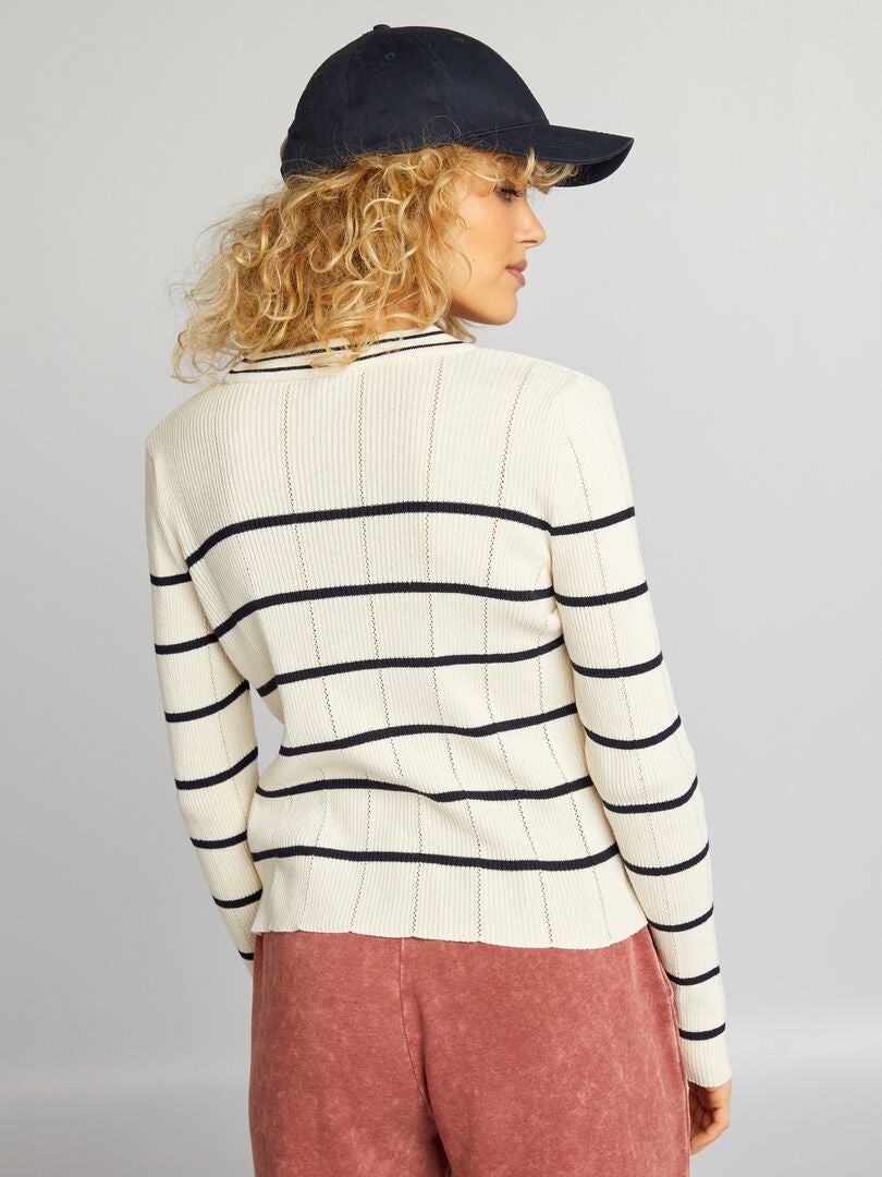 Geribbeld gebreid vest - BEIGE