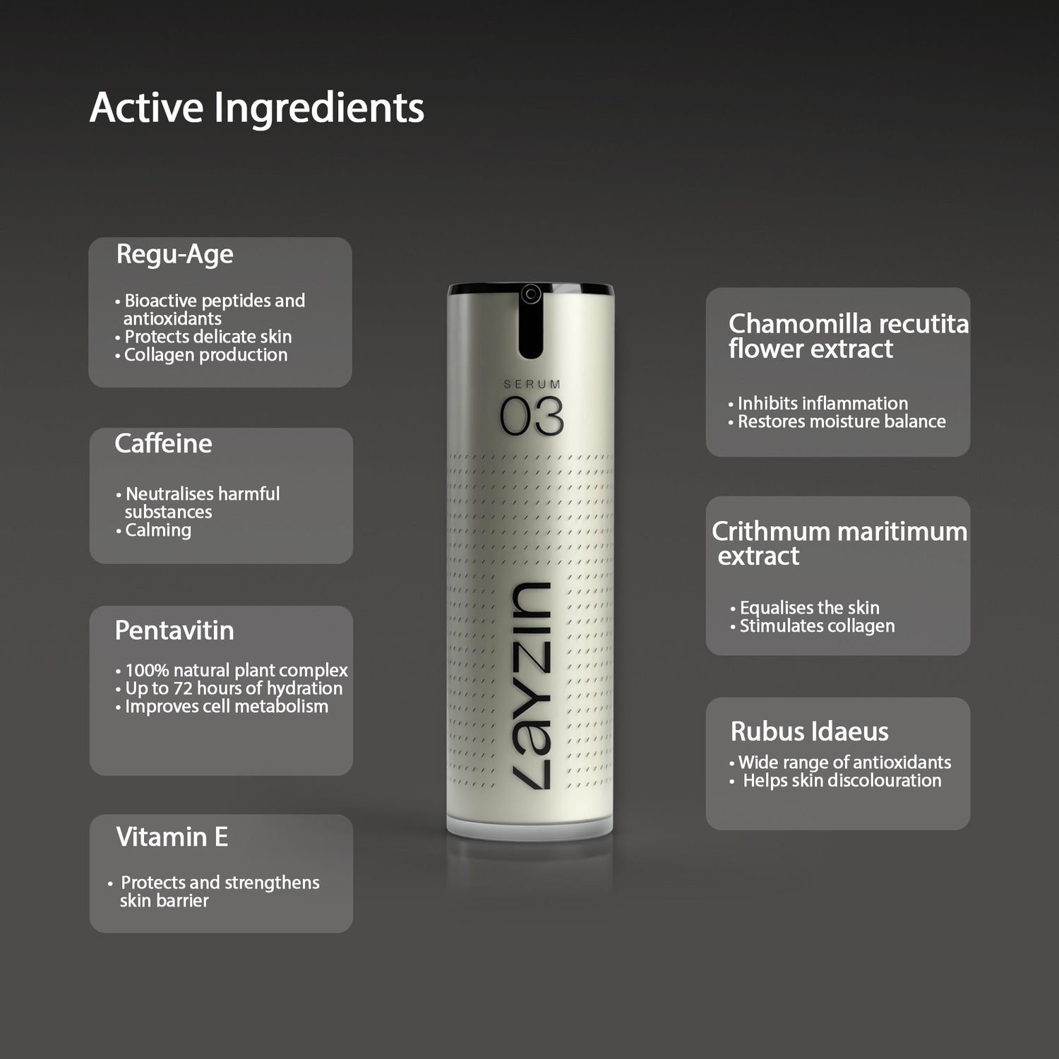 LAYZIN серум за очи SERUM 03 – Серум за очи против тамних кругова и кесица испод очију – 30 мл