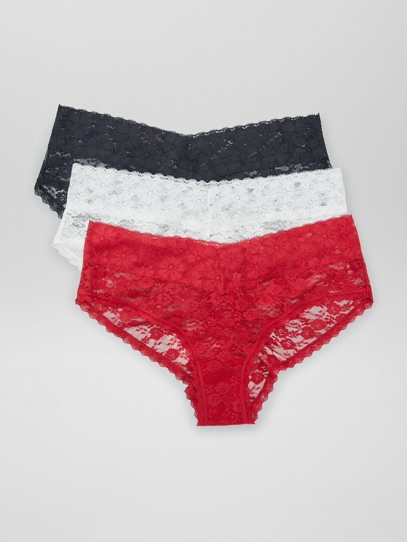 Conjunto de 3 calcinhas de renda - VERMELHAS