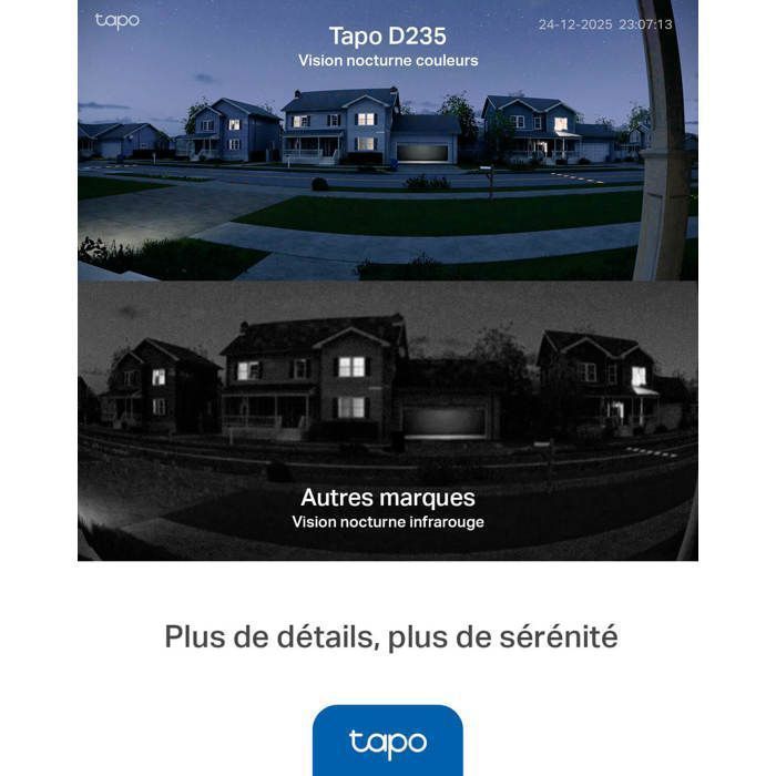 Caméra de sonnette - TP-LINK - Tapo D235 - 2K 5MP - Vision nocturne couleur - Audio bidirectionnel