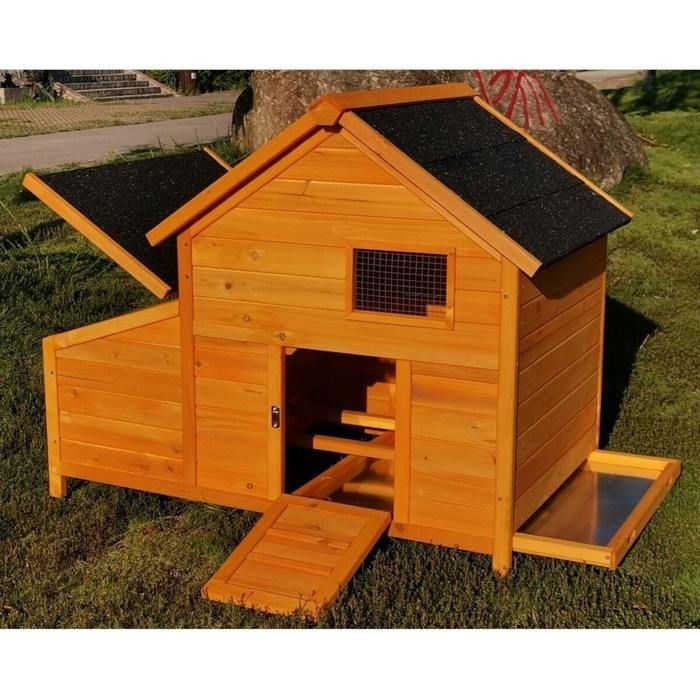 Gallinero Bantam XL con techo de tejas, para hasta 4 gallinas, de madera.