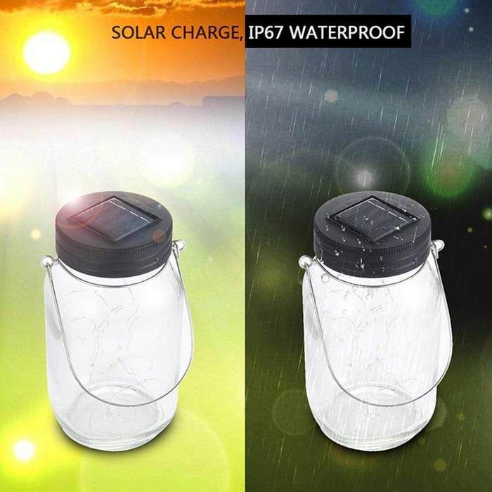 Solar Mason Pot Lights, 3-pack, Garden Decor Mason Pot Lights, 20 LED Solar Fairy Chandelier, Best for the Mouth