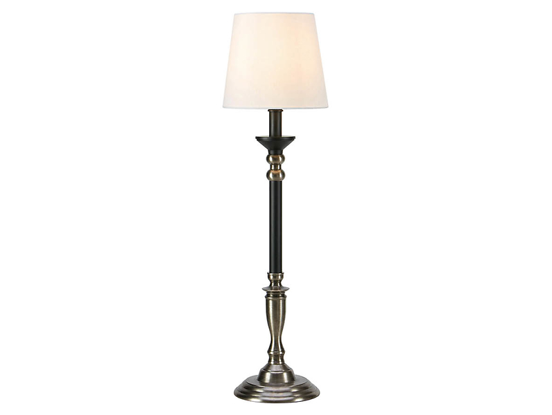 Lampa stołowa Gent tkaninowa biało-srebrna