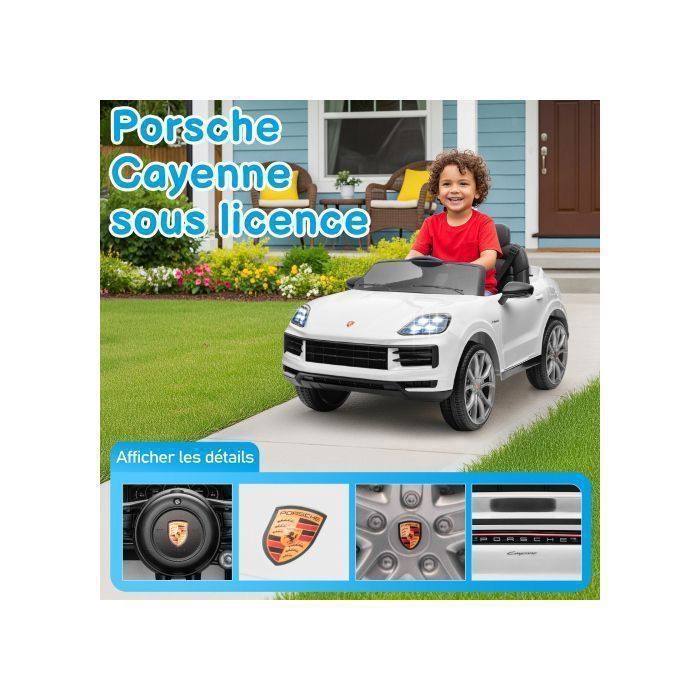 LALAHO Elektro-Kinderauto – Cayenne Coupé 2024 – 103 x 63 x 54 cm – Weiß