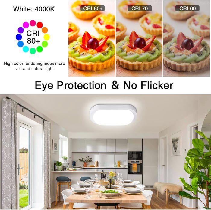 15W LED Indoor Wall Light, Oval Ceiling Lamp, IP54 4000K Basement Wall Light, Wet Light for Bathroom