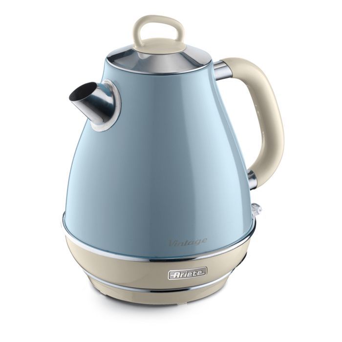 Hervidor azul vintage de 1 litro - ARIETE - 1630 vatios - Base giratoria de 360 grados - Vertido inalámbrico