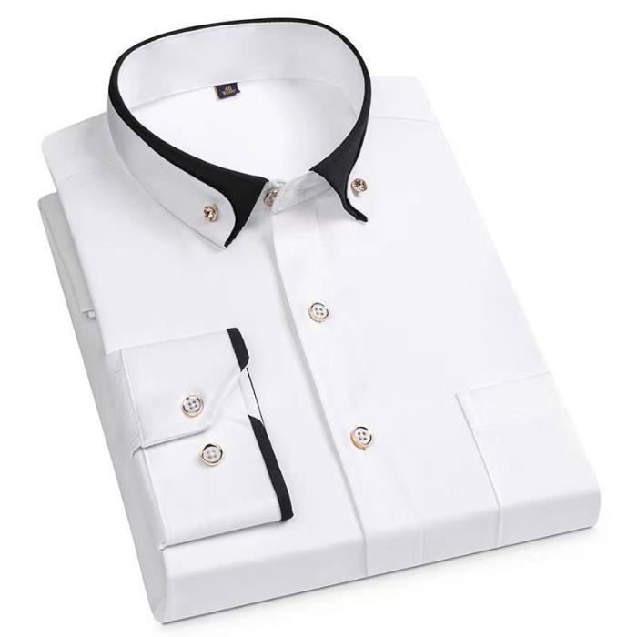 Men's Business Stretch Long Sleeve Button-Down Shirt with Pocket