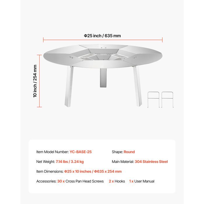 Pare-chaleur Rond - DUOKU - Diamètre 63,5 cm - Acier Inoxydable 304 - Accessoire de Chauffage Extérieur