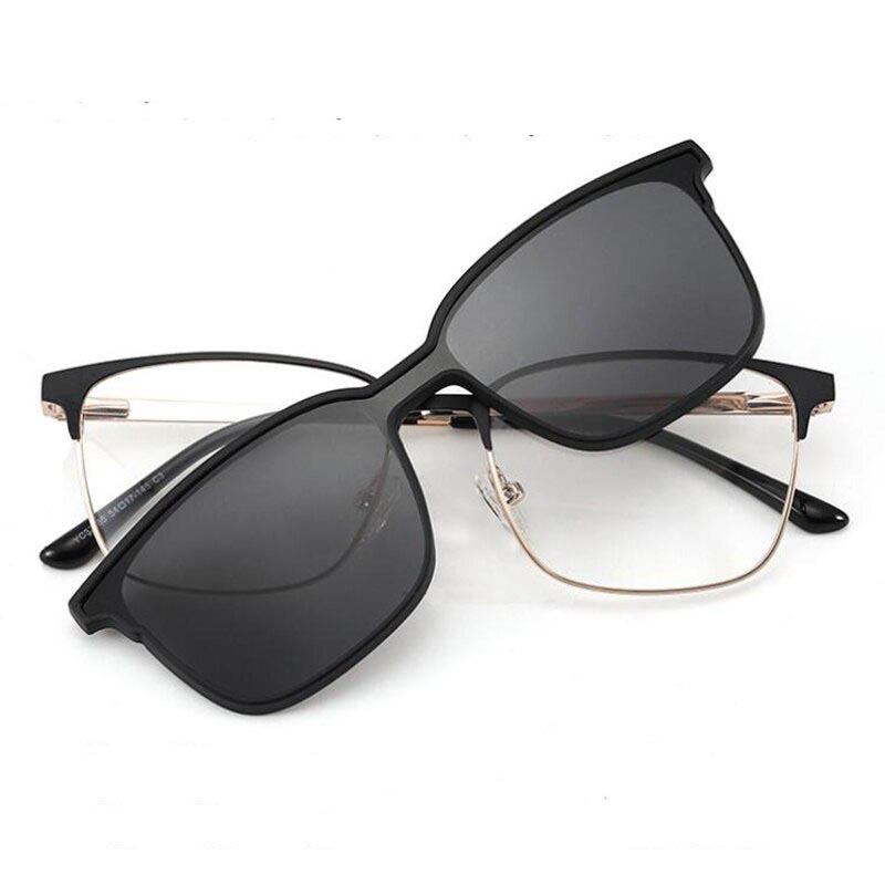 Occhiali da sole polarizzati per miopia da uomo, 2 in 1 con clip magnetica, in TR90, con lenti graduate.