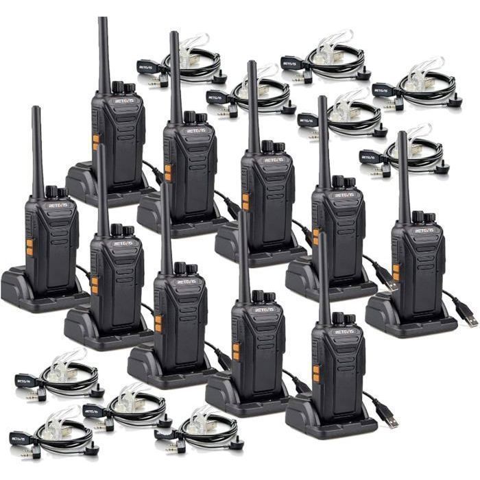 Walkie Talkie profesional Retevis RT27, largo alcance PMR446, sin licencia, 16 canales, para servicios de seguridad, venta al por mayor, 10 unidades.