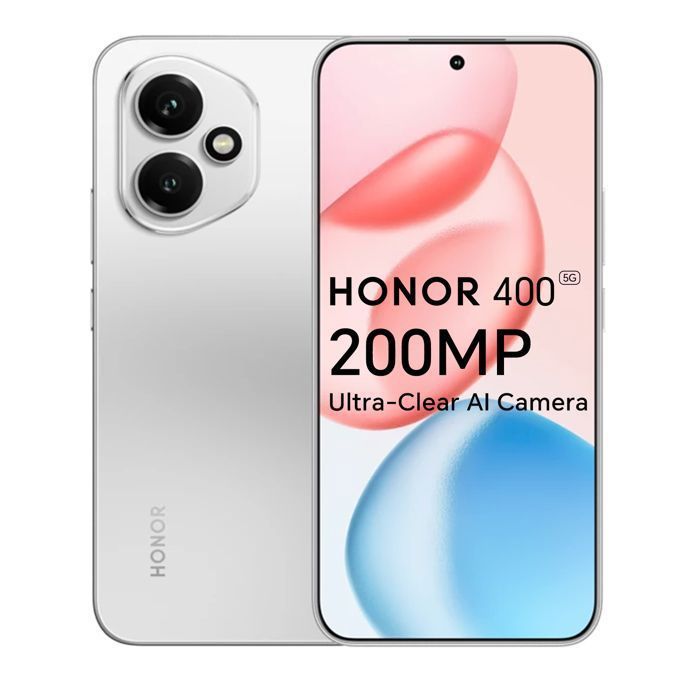 Smartphone 5G - HONOR 400 - 8 GB de RAM - 512 GB - Plata - Cámara Ultra HD de 200 MP con IA - Batería de 5300 mAh - Versión UE