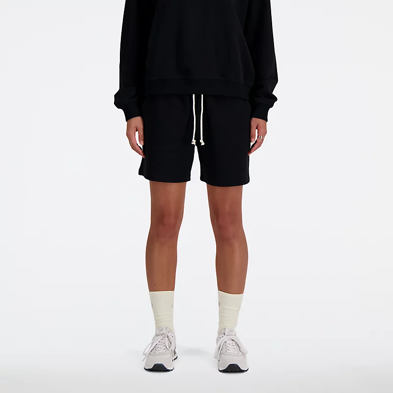 Shorts de moletom felpudo feminino para atletismo - PRETO