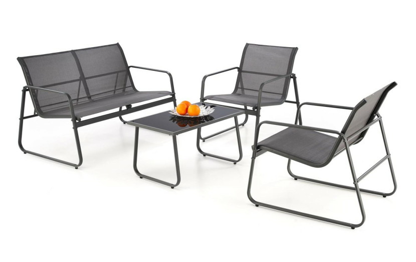 ZESTAW OGRODOWY Margate (sofa 2x fotel ława) ciemny popiel