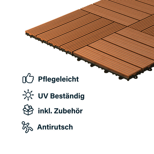 WPC-Holzfliesen BAVARO, 1 m², teca