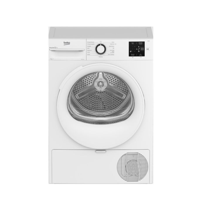 Secadora de ropa Beko de 60 cm y 8 kg con bomba de calor, color blanco - D3H18301W