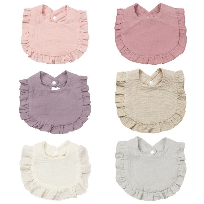 Lot de 6 bavoirs bandana unisexes pour bébé - Gaze de coton et mousseline douces et absorbantes, rotatifs à 360 degrés, avec bouton