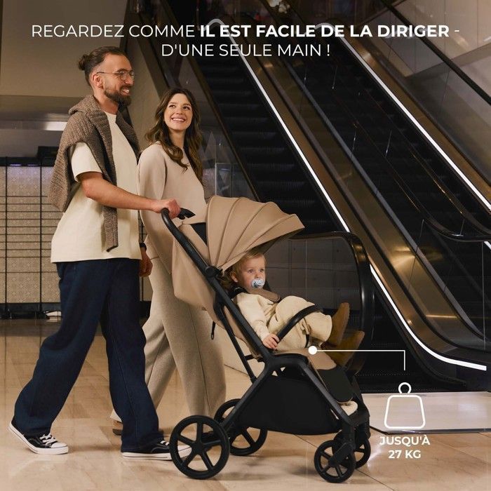 Poussette Légère Kinderkraft LOOM, Poussette Compacte 0-22 kg, Pliage Automatique, Grandes Roues Anti-crevaison, Vert