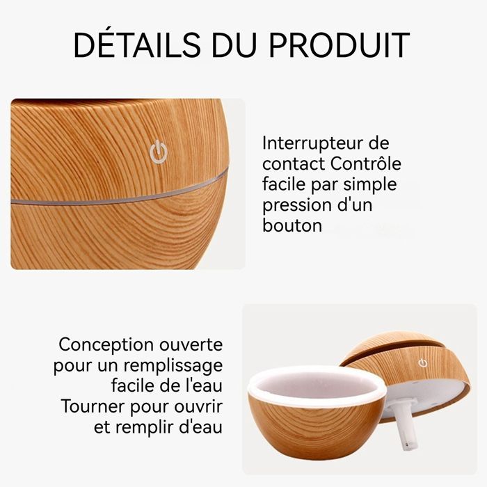 Umidificatore per aromaterapia 2 in 1 da 500 ml in ABS: umidificazione e aromaterapia, funzionamento silenzioso - ATELIX - e risparmio energetico