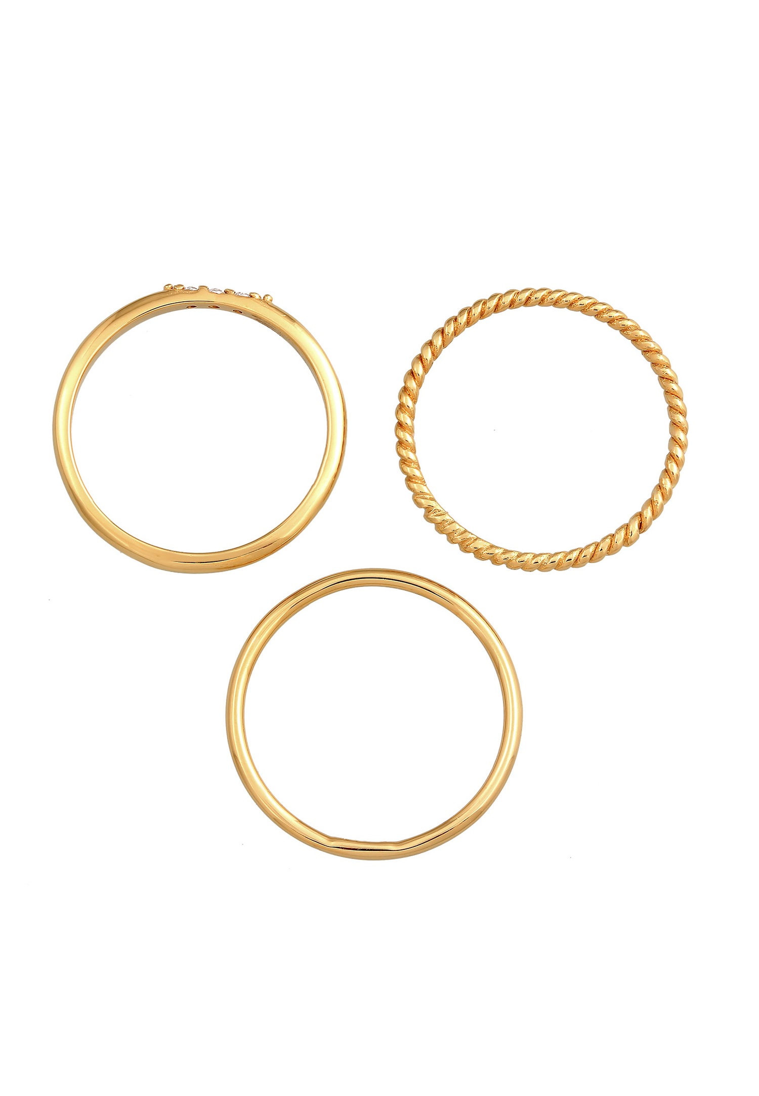 Elli Femmes Empilement Basique Set de 3 avec Cristaux de Zirconium en Argent Sterling 925
