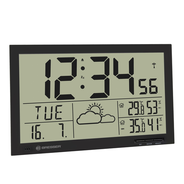 Ceas de perete meteo LCD MyTime Jumbo, negru