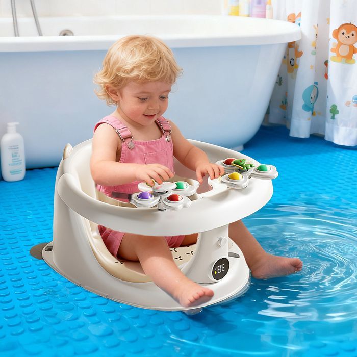 Asiento de baño para bebés, fabricado con material PP+TPE ecológico, apto para bebés de 1 a 3 años.